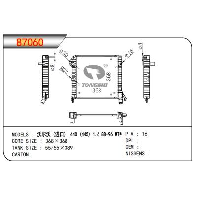 適用于沃爾沃(進(jìn)口)440(445)1.688-96 MT*散熱器
