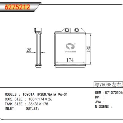 適用于豐田?IPSUM/GAIA?96-01暖風(fēng)